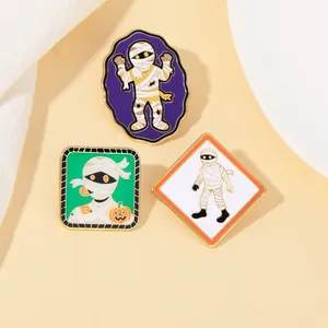 Simpatico Cartone Animato Mummia Spilla In Smalto Pin Halloween Zucca Distintivo In Lega Di Metallo Spilla Per Zaino Decorazione Abbigliamento
