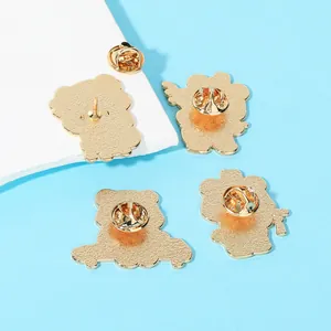 Golden metal enamel pins set featuring cartoon panda playing classical instruments
