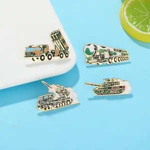 Military Series Alloy Enamel Brooch Pins DF-41 Missile Launcher Tank Camouflage Jewelry For Clothes Bags Souvenir Unisex