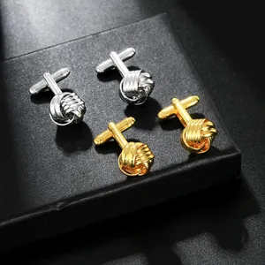 Boutons de manchette nœud classiques en or et argent pour chemises de cérémonie