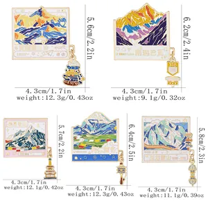 Cinq broches de montagne avec dimensions et poids pour les collectionneurs de plein air
