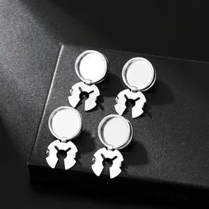 Set of 4 silver rhinestone cufflinks with polished metallic finish and luxury design