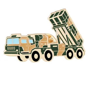 Military camouflage missile launcher metal enamel pin for backpack or jacket accessory