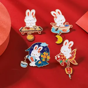 Cartoon Rabbit Enamel Pin Brooch Zinc Alloy Cute Animal Badge For Clothes Bag Decoration Japanese Style Jewelry Unisex Gift