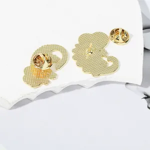 Rear view of gold alloy animal pins featuring butterfly clutch backings and textured metal finish
