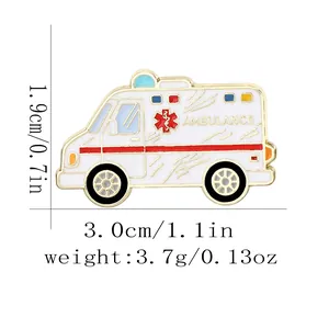 Creative ambulance enamel nurse doctor brooch with dimensions and weight specs