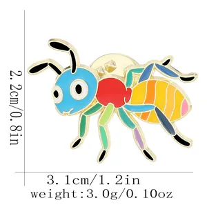 Colorful ant enamel brooch in creative cartoon style made of high quality gold alloy
