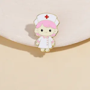 Broche en Émail Créative Infirmière Dessin Animé Alliage de Zinc Goutte d'Huile Badge Médical pour Médecins Infirmières Bijoux