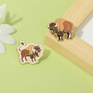 Creative Cartoon Bison Alloy Enamel Brooch Personalized Animal Yak Badge For Backpack Clothing Decoration Unisex Jewelry