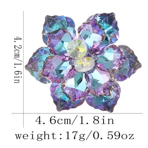 Fashionable crystal flower cufflink with purple gradient petals and symmetrical design