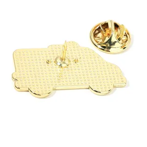 Creative medical enamel brooch pin back view with golden plating and butterfly clutch