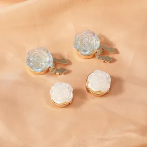 Vintage Rose Flower Shirt Collar Clips Alloy Resin Floral Button Covers For Women Elegant Dress Scarf Buckle Accessory