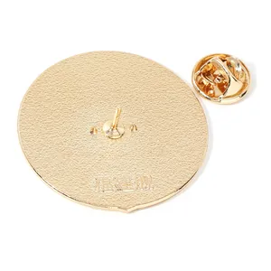 Golden Fujian aircraft carrier military pin back view with butterfly clutch and engraving