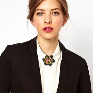 Floral crystal decorative button for evening gowns and DIY accessories on white shirt