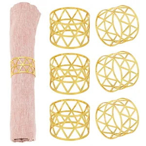 Modern Geometric Triangle Hollow Metal Napkin Rings Iron Gold Silver Napkin Buckle For Wedding Banquet Dining Table Decor