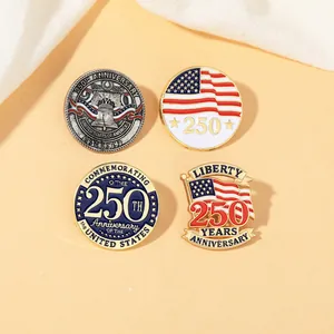 Set di 4 spille commemorative per il 250° anniversario con bandiera USA e campana