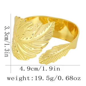 Detailed dimensions of the gold leaf napkin ring showing height width and weight specifications