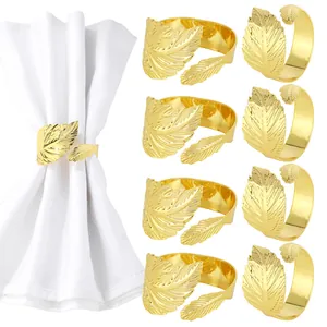 Gold Leaf Napkin Rings Metal Maple Leaf Napkin Buckles For Table Setting Wedding Banquet Home Dining Decoration