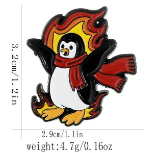 Tableau détaillé des tailles d'un pin's pingouin en émail de 3,2cm de haut et 2,9cm