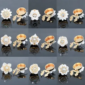 Vintage Luxury Flower Button Covers Copper Cufflinks For Men Women Shirt Gold Plated Rhinestone Artificial Pearl Daisy Camellia Accessories