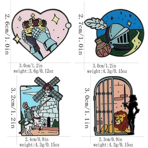Detailed view of four medieval enamel brooches with specific height and weight measurements