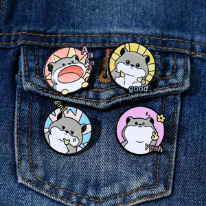 Cute Cartoon Hamster Enamel Pin Round Alloy Badge Brooch With Aaaaa Ding Yeah Good Letters For Clothes Bags Student Accessories