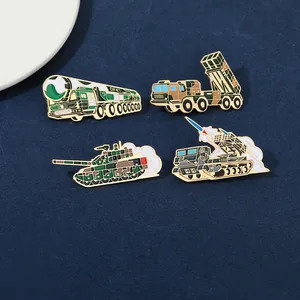 Lot de 4 épinglettes militaires avec missile DF-41 et chars en émail camouflage