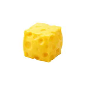 Giocattolo da Spremere al Formaggio Simulato Rimbalzo Lento Morbido Antistress Cubo Giallo Giocattolo Sensoriale Alimentare