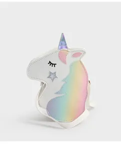 Détail du sac licorne pour filles avec paillettes brillantes et crinière arc-en-ciel