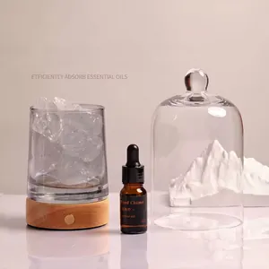 Natural crystal stone diffuser set with wooden base, glass cover and essential oil