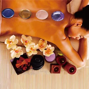 Energy stone set including Lapis, Tiger Eye, Rose Quartz and Amethyst for SPA massage