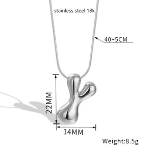 Detailed view of fluid silver waterdrop pendant on snake chain with 22mm x 14mm dimensions