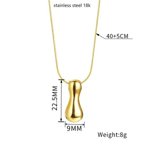 18k gold plated stainless steel balloon pebble pendant necklace with fine snake chain