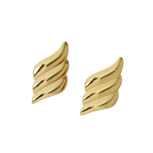 Boucles d'oreilles ailes de papillon dorées en acier inoxydable poli pour femme