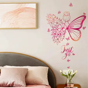 Kreativer Wandaufkleber Schmetterlingsmädchen mit Blumendesign für das Schlafzimmerdekor