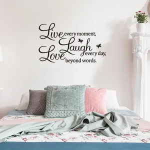 Creative black Love wall sticker with butterflies for living room and bedroom home decor