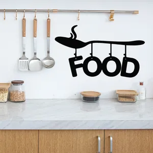 Modern black Food wall decal with ladle design for minimalist kitchen home decor