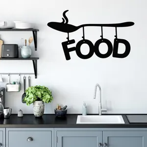 Creative FOOD Letter Kitchen Wall Sticker PVC Spoon Silhouette Removable Wall Decal For Dining Room Home Decor