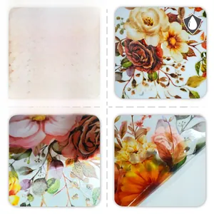 Macro detail of waterproof floral window film showing realistic rose pattern and texture