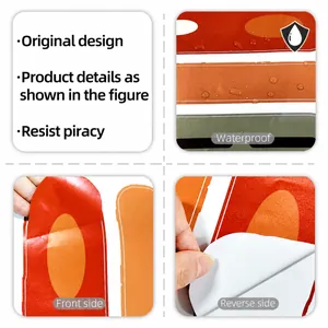 Waterproof wall sticker detail showing striped patterns and self-adhesive backing