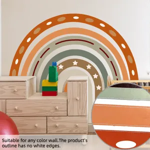 Boho rainbow wall sticker with stars and dots detail in warm earthy tones for nursery