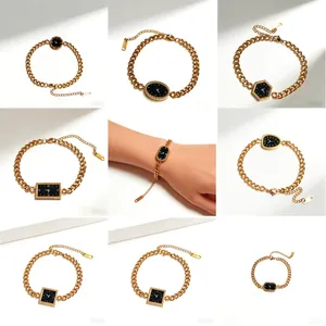 Minimalist Stainless Steel Watch Dial Bracelet For Women Greek Key Pattern Roman Numerals Gold Fashion Jewelry Gift