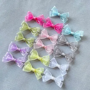 Detailed view of colorful chiffon mini bowknot accessories for DIY pet clothes and nail art