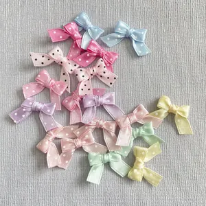 Handmade Satin Ribbon Bows Polka Dot Pattern DIY Craft Accessories Clothing Doll Decoration Mini Bowknot Gift Wrapping