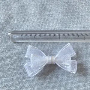 Mini white double-layered mesh bow for pet accessories and doll clothes 5cm width