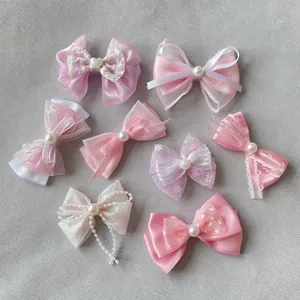 Accessori a Fiocco Rosa Fai da Te per Fermagli per Capelli Vestiti Cappelli Bambola BJD Realizzati a Mano in Garza Pizzo Künstliche Perle Materiali Creativi