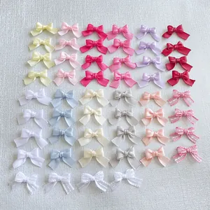 Mini Satin Ribbon Bowknots Handmade Bows For DIY Clothing Crafts Hair Clips Doll Accessories Decoration Sewing Supplies Multiple Colors