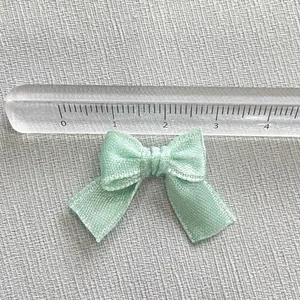 Handmade mint green ribbon bow for DIY crafts and hair accessories 2.8cm width