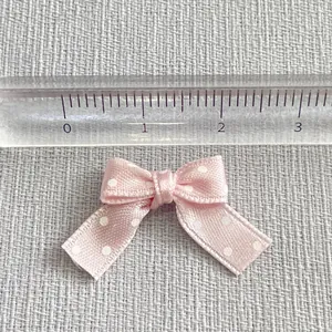Pink polka dot satin ribbon bow for DIY crafts and hair accessories 20mm width