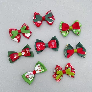 Christmas Grosgrain Ribbon Bows Hair Accessories For Kids Women Handmade Snowflake Santa Claus Christmas Tree Xmas Bows